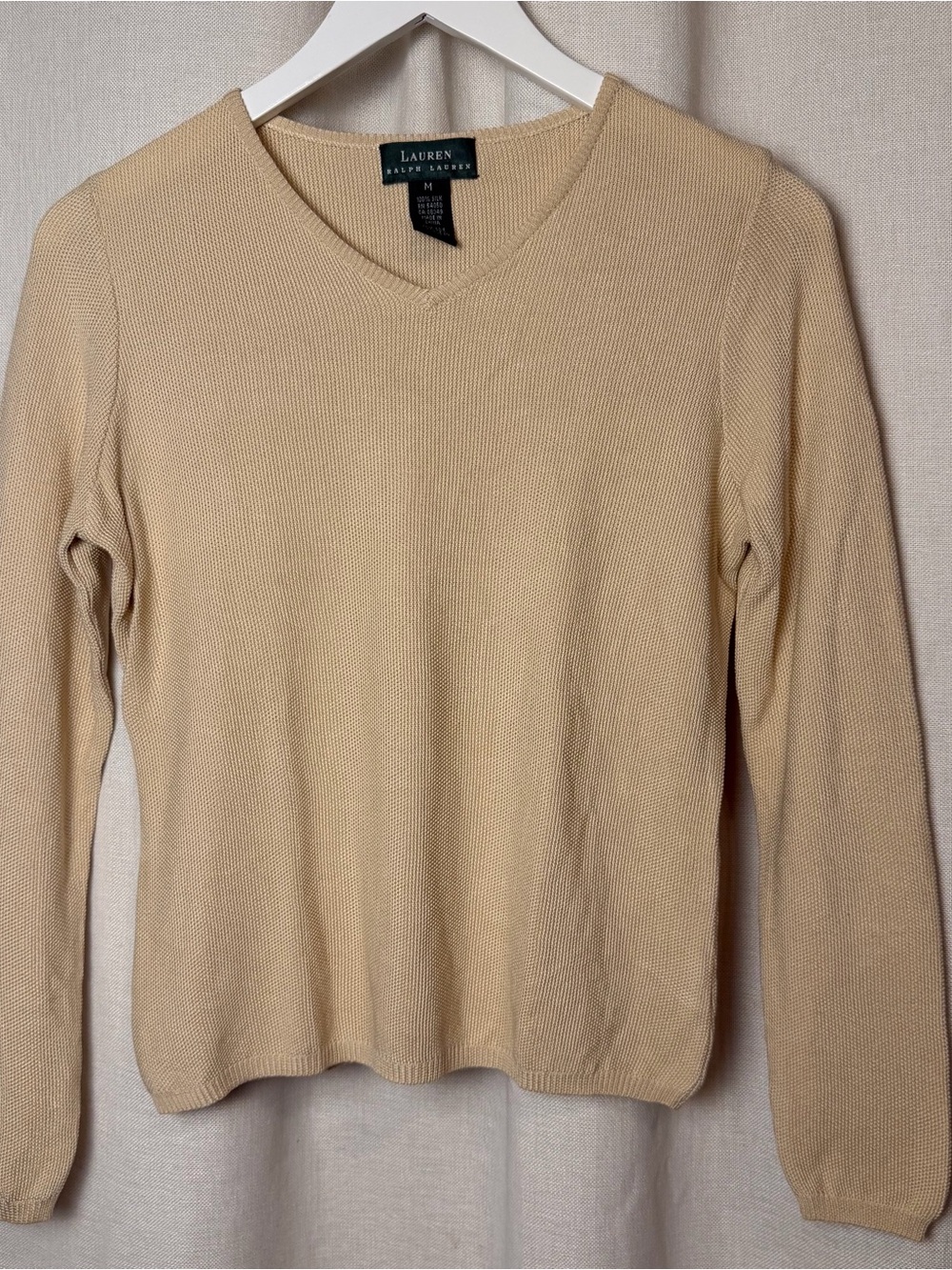 Lauren Ralph Lauren Women's 100% Silk V-Neck Sweater - Butter Yellow